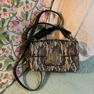 Steve Madden Black and Gray Snake Print Crossbody Bag